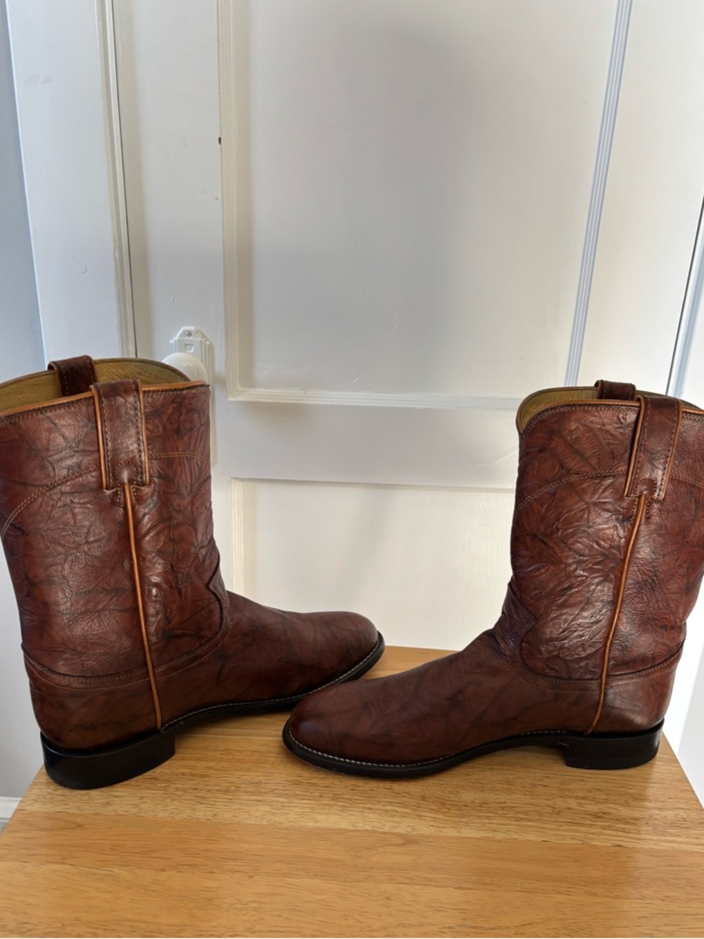 Justin Boots Men's Distressed Brown Leather Western Boots 9.5 - Picture 4 of 6